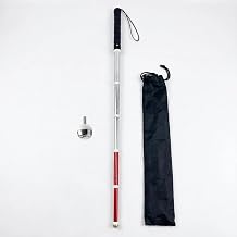 Premium Retractable White Cane for Blind & Visually Impaired - Telescoping Blind Stick Walking Cane with Extra Replacement Tip, Non-Slip Handle & Wrist Strap | Durable Lightweight Folding Cane