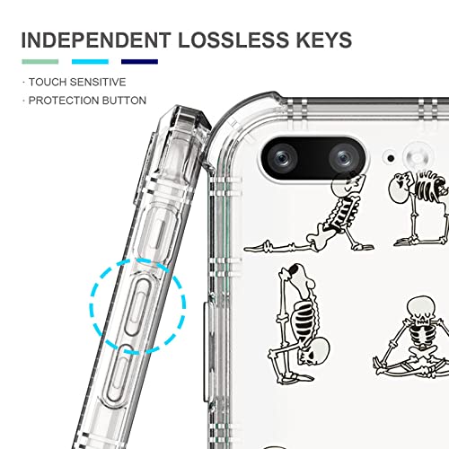 CARLOCA iPhone 8 Plus Case, Clear with Funny Cute Yoga Skeleton Pattern, Shockproof TPU Bumper Protective Case - image 5