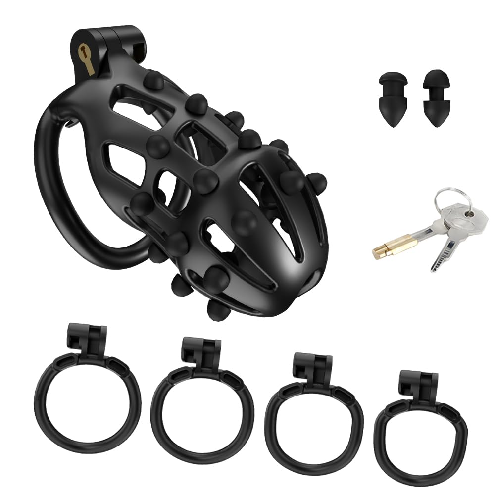 Keuschheitsgürtel Nylon Harz 5 Größen Peniskäfig Mit 2 Stile Abnehmbaren CBT-Spikes PenisKäfig SM Penis Ring Set Keuschheitskäfig Mann Bondage Extrem Keuschheit Sexspielzeug (Bogen:L)