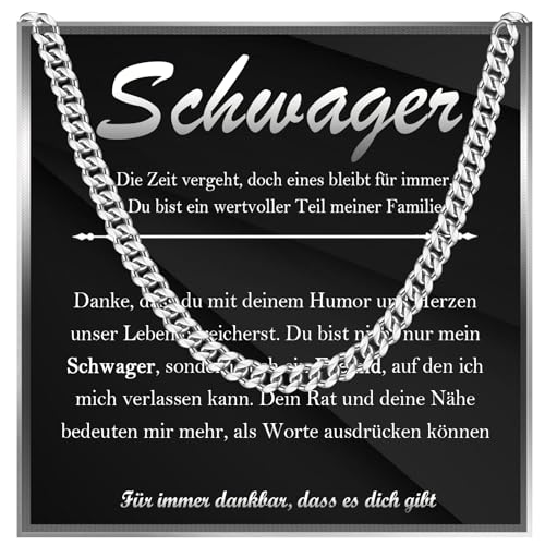 FAOMZQ Geschenke für Schwager Edelstahlkette Halskette für Schwager Schwager Geschenke zum Vatertag Geburtstag Weihnachten Ruhestand Kette für Schwager als Weihnacht Geschenk