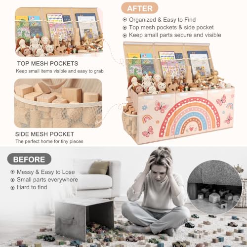 Image of Toy Box with Adjustable Divider Large Toy Chest Storage for Nursery Kidroom