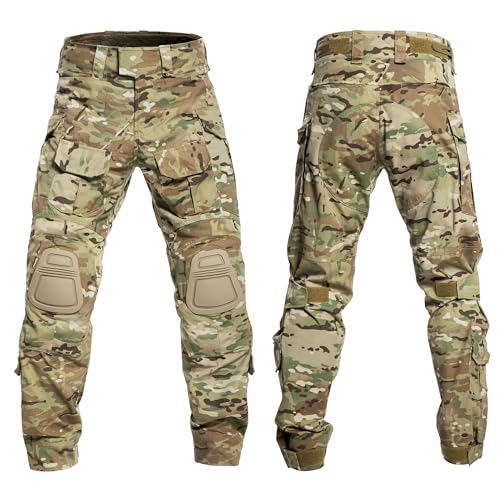 YEVHEV G3 Combat Pants Tactical Trousers Military Apparel Camouflage Clothing Paintball Gear with Knee Pads for Men (US, Alpha, X-Large, Regular, Regular, Multicam)
