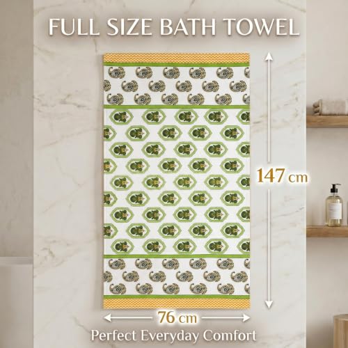 Image of Mafatlal Madhuban 250 GSM Waffle Towel for Bath | 147 x 76 cm | Textured Body Cleansing Surface for Scrubbing, Bathing and Personal Care Routine | Mint Green