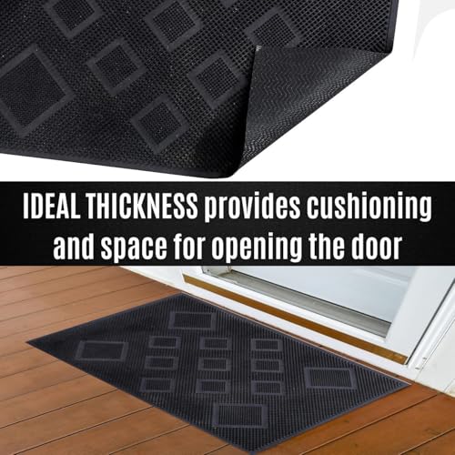 Image of IVAZA Antislip Rubber Rectangular Welcome Door Mat for Home & Office, Traps Dirt (Black, 40X 60 Cm)