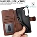 QLTYPRI for Samsung Galaxy S21 FE Case PU Leather Flip Case with Card Slots Viewing Stand Magnetic Closure Flip Folio Cover Simple Wallet Cover for Galaxy S21 FE 6.4 inch - Brown