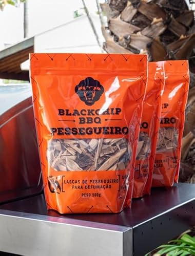Lascas Lenha P/Defumação 500gr Churrasco Aroma Pessegueiro Blackchip