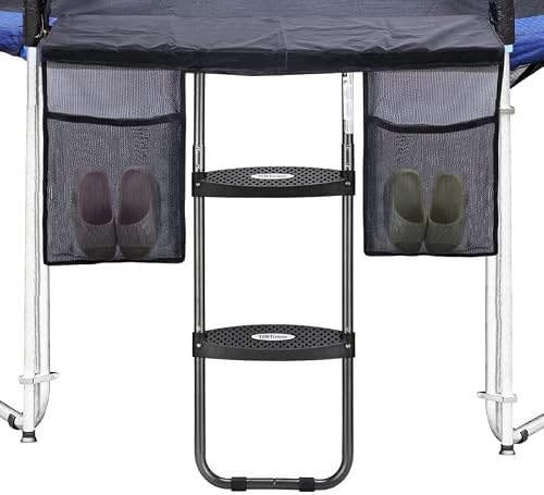 HBTower 2-Step Trampoline Ladder with Storage & Wide Steps