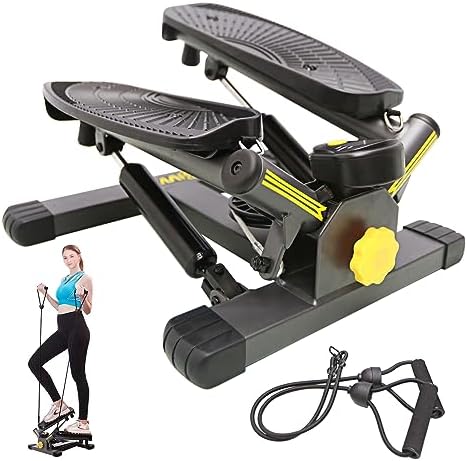 ZIWWVY Stepper Machine with Resistance Bands, Mini Stepper with 300LBS Weight Capacity, Twist Stepper for Full Body Workout, Adjustable Step Height, Smooth and Quiet, Step Machine for Men Women
