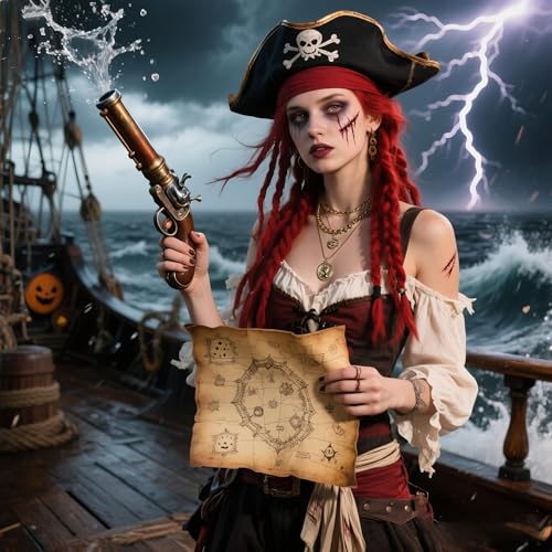 Pirate Necklace Chunky Gold Necklace for Women vintage Pirate Coin Pendant Necklace Fashion Chunky Chain Choker Necklaces Pirate Costume Women Men Jewellery4