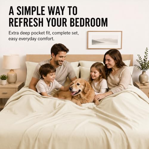 Image of CozyLux Cal King Sheet Set 6-Piece, 21-Inch Deep Pocket, Soft Brushed Feel