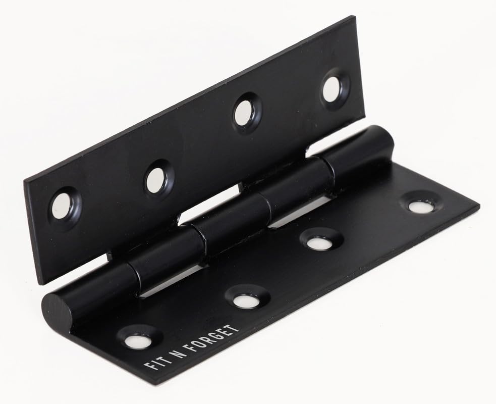 FIT N FORGET Heavy Stainless Steel Black Finish Door Butt Hinges 4 inchx14 Gauge|2.0 mmsoft Movement kabza for Door,Home,Office,Hotel,Main Room(Pack of 12) 1