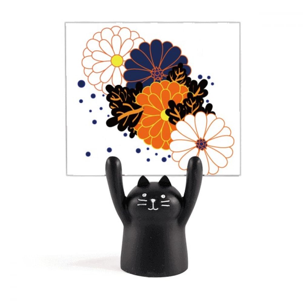 Fleur chrysanthème support mémo chat noir cadeau mignon - 4
