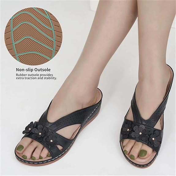 Sandals for Women Dressy Flower Slippers Open Toe Orthotic Sandals for Women Casual Slides Non Slip Summer Slippers Comfortable Wear Shoes Ladies3