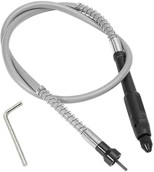 Flex Shaft Adapter Attachment Flexible Drill Shaft Extension keyless Chuck for Rotary Grinder Tool with Wrench - 3.2mm/1/8