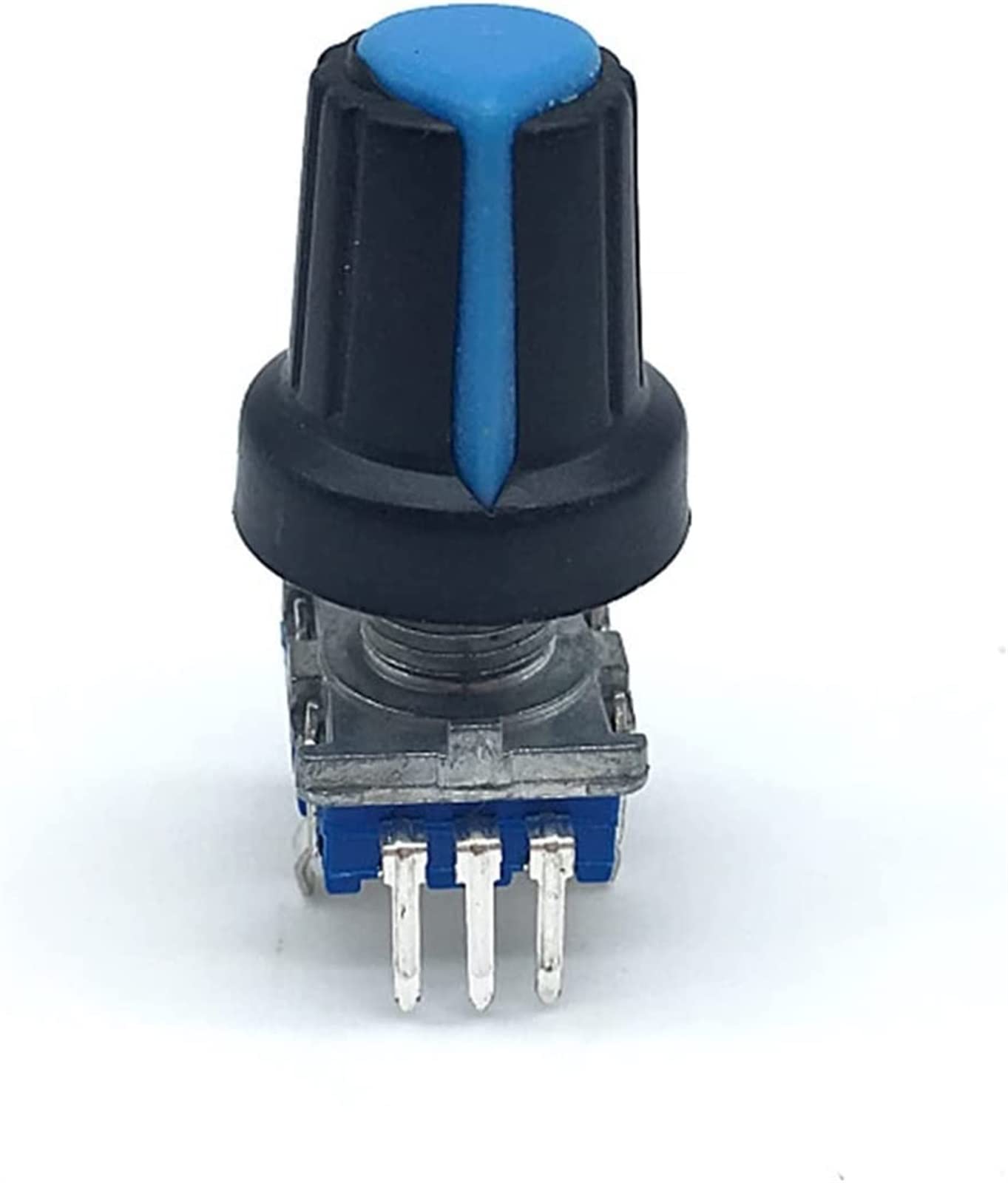 Encodeur rotatif 5 ensembles/lot commutateur de Code d'encodeur rotatif EC11 Audio numérique avec interrupteur à bouton-poussoir 5 broches longueur de poignée 15mm avec bouton ( Color : With Blue Knob