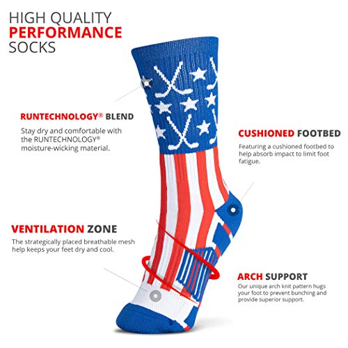 Chalktalksports Hockey Woven Mid-Calf Socks | Patriotic | Red/White/Blue | Adult Size #TOP2