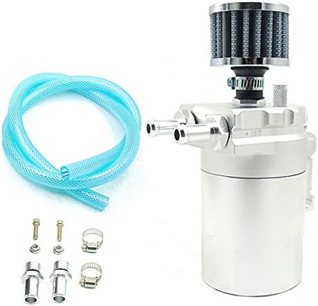 Car Styling Universal Engine Oil Catch Can Reservoir Tank Kit Aluminum 600ML With Breather Filter (Silver)