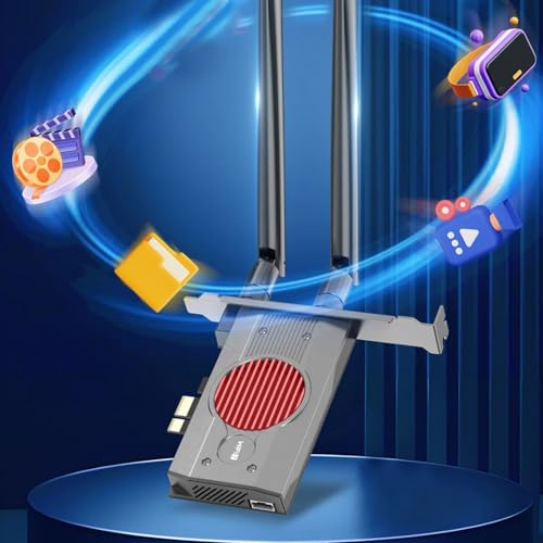 WiF Card, tarjeta de red inalámbrica con Bluetooth 5.4, WiF 7 BE200 triple banda 2.4G/5G/6GHz PCIe con 2 antenas de alta ganancia para PC Linux miniatura 6