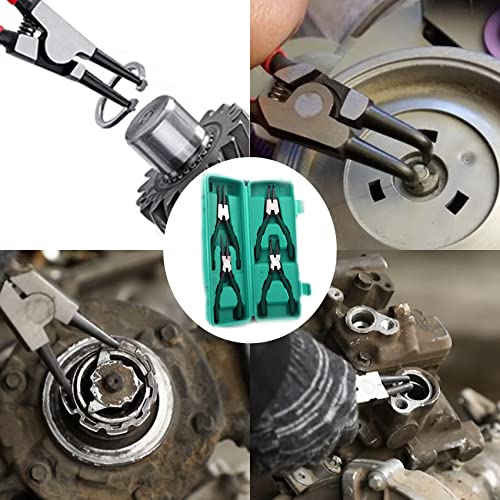 4Pack 7 Inch Snap Ring Pliers Heavy Duty Internal/External Circlip Pliers Kit, Retaining C Clip Pliers, Cr-V Steel Straight/Bent Jaw Pliers For Ring Remover Retaining With Storage Case #TOP6