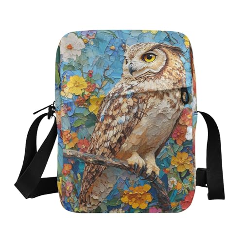 Owl Flowers messenger bags Crossbody Bags For Women Casual Everyday Purse Adjustable Strap for Casual work