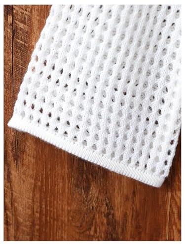 SweatyRocks Girl's Hollow Out Crochet Crop Sweater Long Sleeve Crewneck Knit Pullovers4