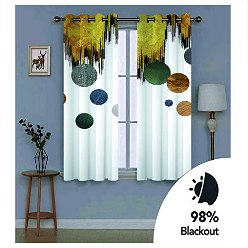 Rideaux de décoration à oeillets avec draperies imprimées 3D dorées 234x230cm - 4