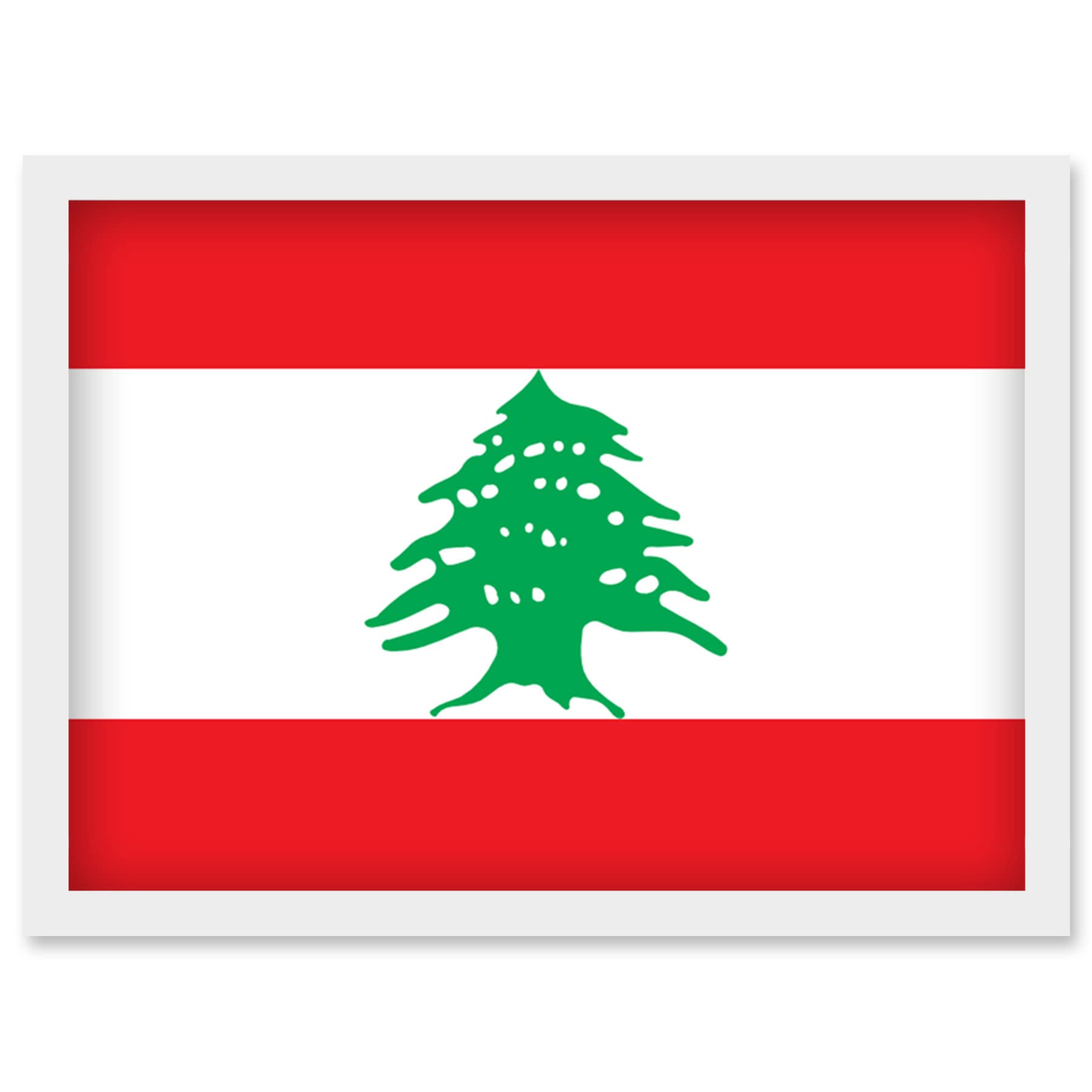 Artery8 Lebanon National Flag Patriotic Vexillology World Flags Country Region Poster Artwork Framed Wall Art Print A4