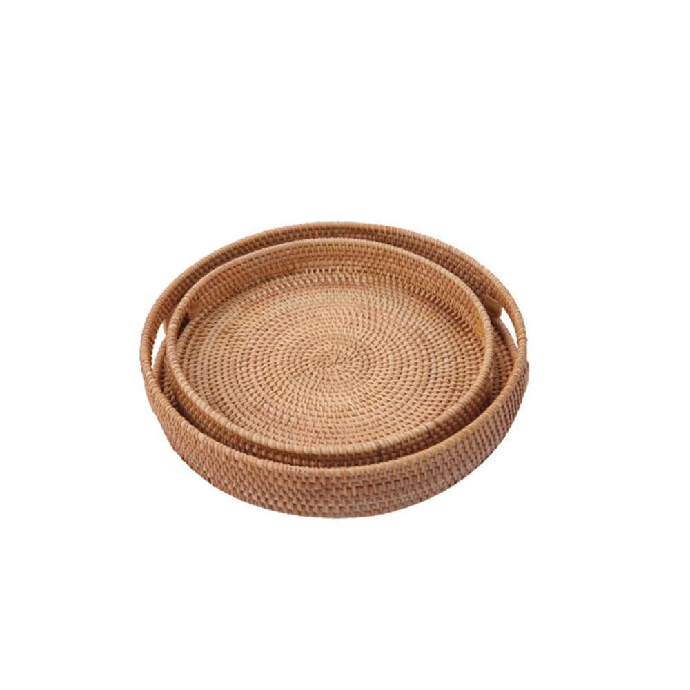 Basket Storage Box Kitchen bedroom Accessories Autumn Rattan Woven Straw Fruit Candy Snack Tray