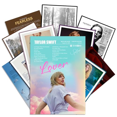 Image of Thepaper9store Pack of 12 - Taylor Swift Music Album Art Wall Posters 8.2x11.8 inch Adhesive Tape Attached Wall Decor, Music Poster, Wall Art For Bedroom, Living room, Office (Taylor Swift)