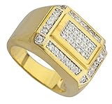 Men's Goldtone CZ Curved Layered Rectangle Ring Sizes 9-11 (11)