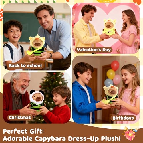 redaica Capybara Plush with 9PCS Clothes & Accessories, Dress Up Graduation Stuffed Animals, Capibara Peluches Plush Toys, Capybara Toys Gifts for Mom, Birthday Party Classroom Prizes Gifts for Kids - image 5