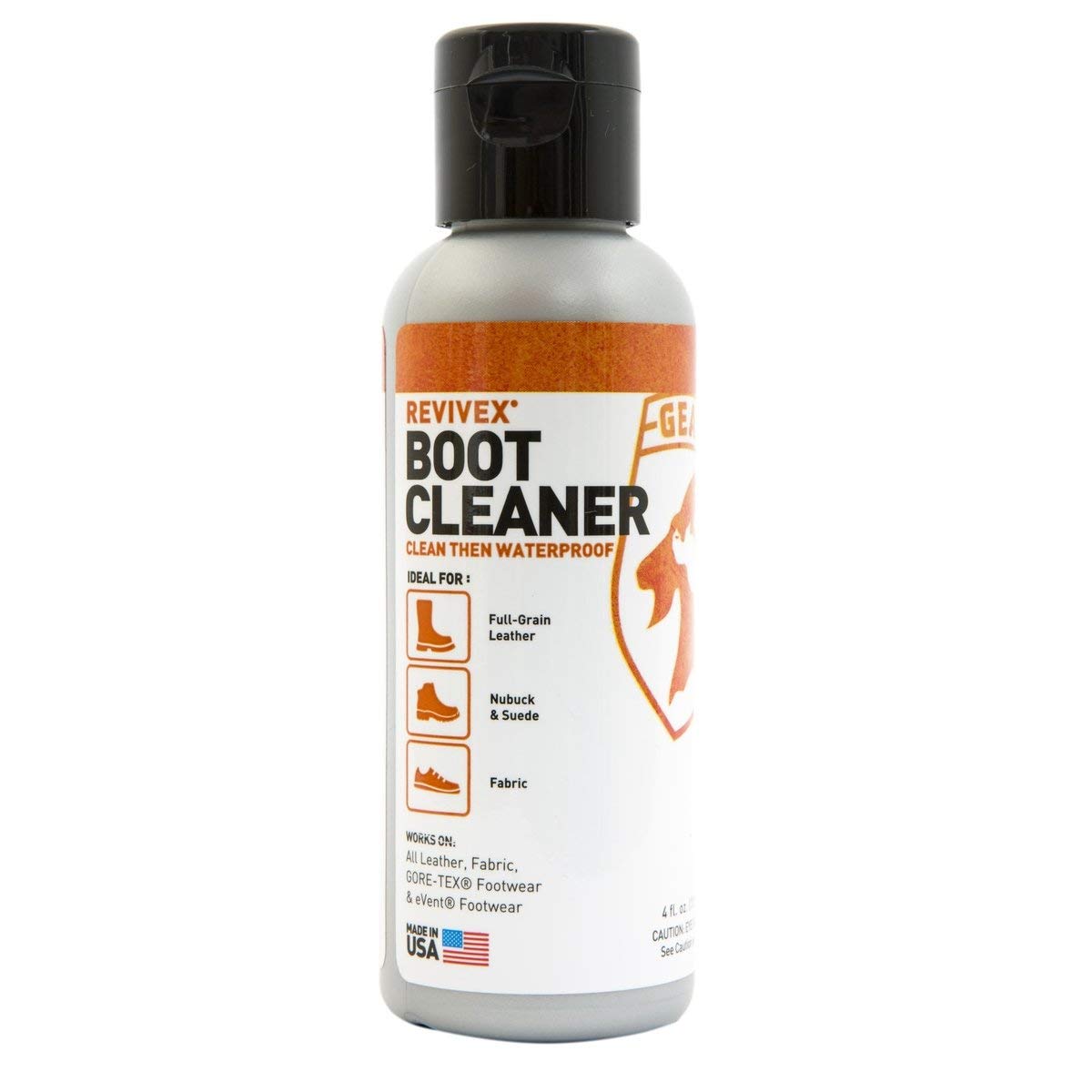 Revivex Boot and Shoe Cleaner for Leather, Suede and Gore-Tex Fabrics, Concentrated Gel Removes Dirt and Grime without Harming the Fabric, 4 fl oz