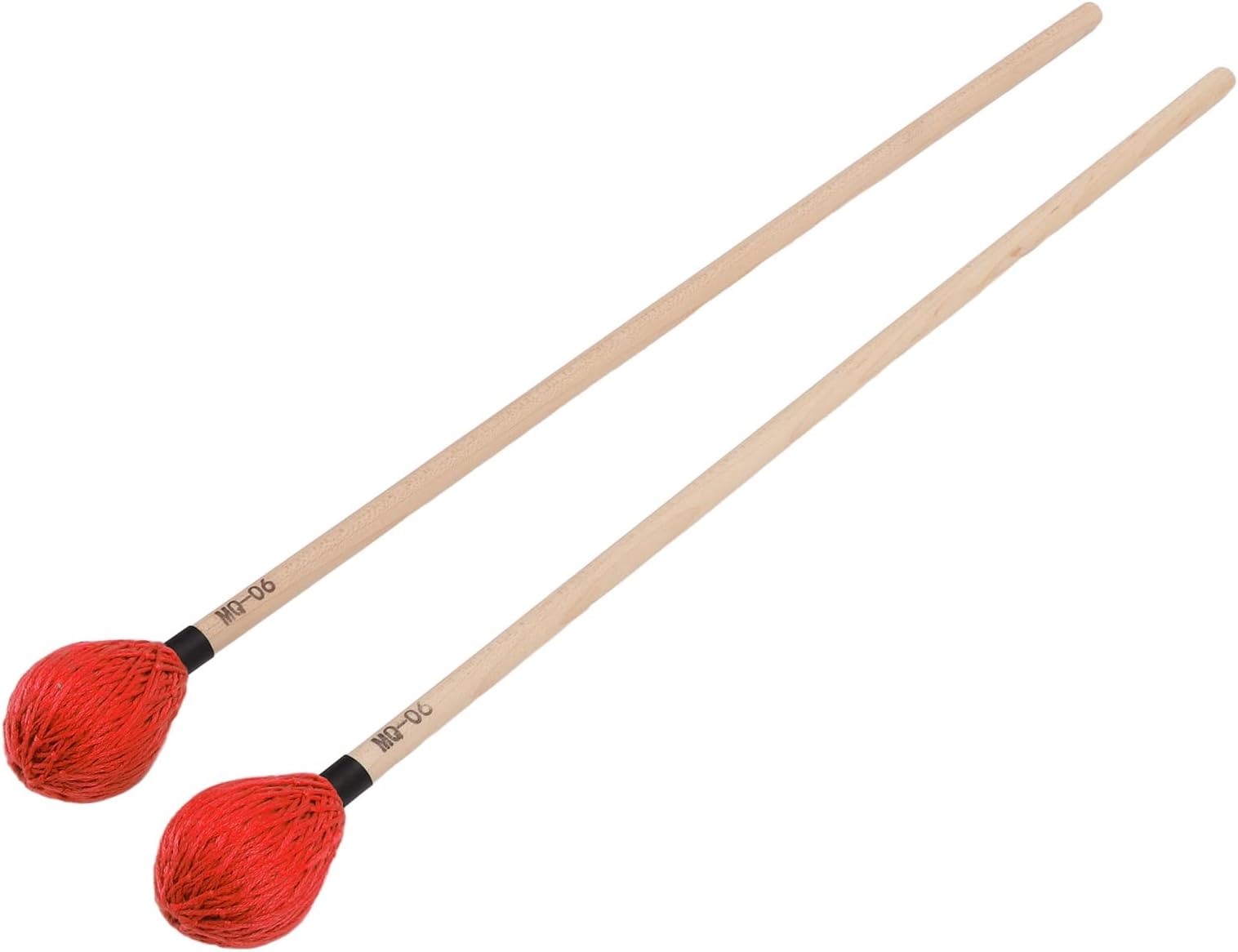 Dpofirs Marimba Mallets Durable Soft Playing for Percussion Compatible with All Bass Instruments Maple Handle for Marimba Lover, 2 Pieces (Red)