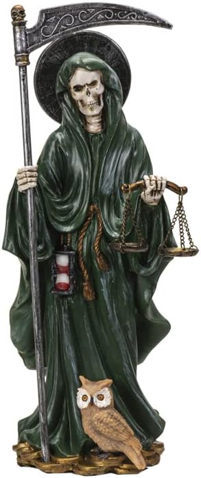 Pacific Trading Santa Muerte Green Gown with Scale Figurine Death 10 Inch