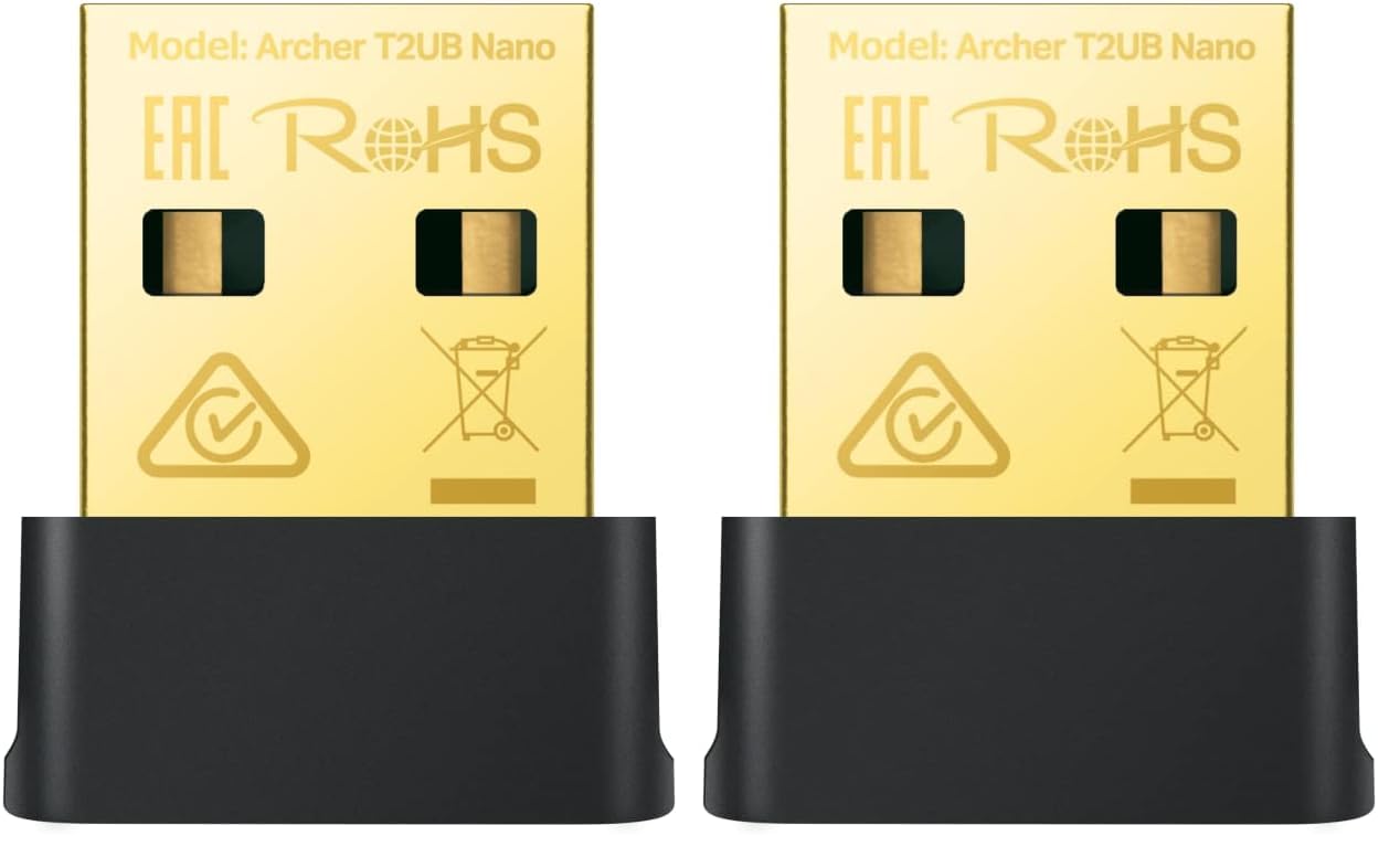 TP-Link Clé WiFi AC600 Mbps Archer T2UB Nano, Bluetooth 4.2, Adaptateur USB WiFi, dongle WiFi, 2,4 GHz 200 Mbps, 5 GHz 433 Mbps, WPA3, Windows 11/10/8.1/8/7 (Lot de 2)