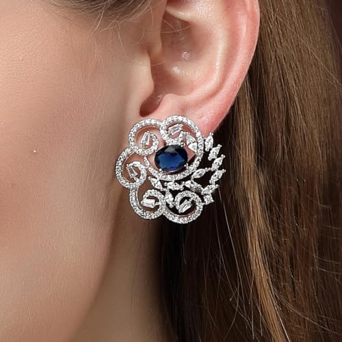 Image of Karatcart Women Green American Diamond Stud Earrings