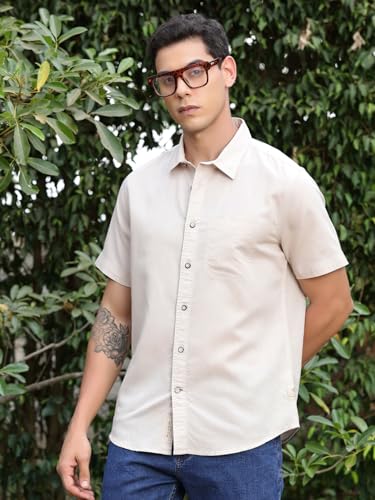 Image of Thomas Scott Men's | Solid | Half Sleeve | Regular Fit | Premium Irish Linen | Spread Collar | Casual Shirt
