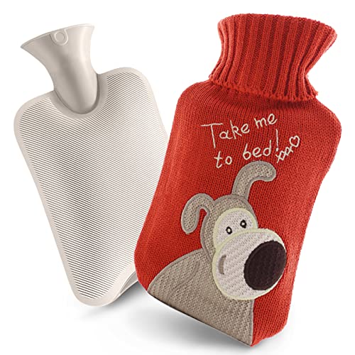 Bolsa de Agua Caliente, Botellas de Agua Caliente con Suave Felpa Funda, Funda de Vellón Premium Suave Suave Extraíble y Lavable para el Alivio del Dolor de Espalda Cuello, Hombros Cover