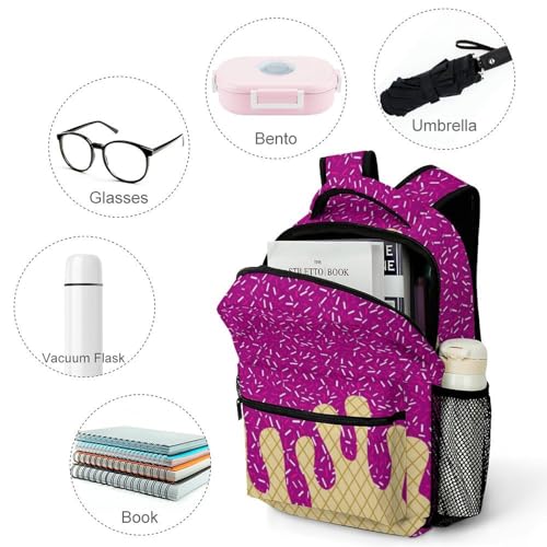 Ice Cream Backpacks Cute Shoulder Bag Lightweight Daypack for Women Men Bags for Travel Hiking Camping4