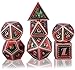 Schleuder Dadi D&D Set Metallo Dice DND, Poliedrici Dadi per Dungeons & Dragons Gioco da Tavolo, Rpg MTG Lega Zinco Dadi da Gioco di Ruolo, Insegnamento della Matematica (Copper - Red & Green)