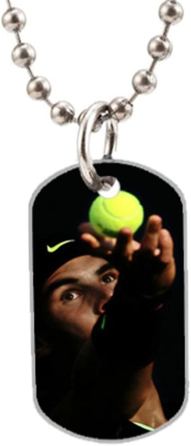 Unique Rafa Nadal Tennis Stars Pattern Custom Oval Dog Tag Pet Tag (Size:1.2X2X0.1 inches), Aluminum Dog Tag Pendant Necklace beads chain Charm Unique Gift