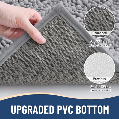 Image of Arotive Luxury Toilet Rugs U-Shaped 20x20, Extra Soft Thick Absorbent Shaggy Chenille Bath Rugs, Machine Wash Dry, Bath Mat for Toilet Base, Tub and Shower, Home Decor Accessories, Grey