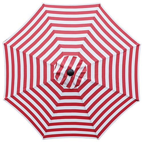 Image of ABCCANOPY Durable Solar Led Patio Umbrellas with 32LED Lights 7.5FT Red&White