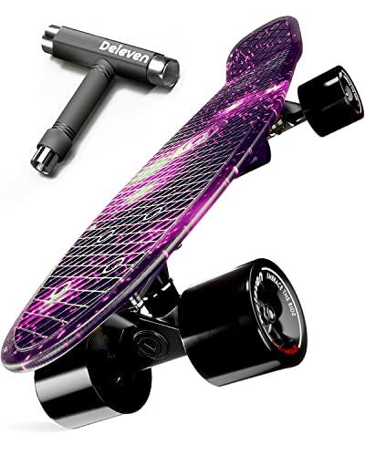 Deleven Skateboard con Herramienta para Skate, Rodamientos ABEC-9 y Ruedas 78PU - para Niños, Adultos, Principiantes - La Colección Universo - 56 cm