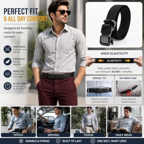 Image of Buckleless Elastic Belt | Invisible No-Buckle Stretch Belt with Metal Hooks for Men & Women | Adjustable Lazy Waistband for Jeans and Trousers (1 PACK)