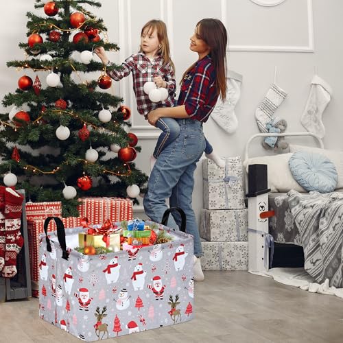 Image of MAIZMZ Christmas Basket for Kids Gifts Santa Claus Snowman Storage Baskets Collapsible Nursery Hamper Waterproof Clothes Toy Bin Book Shelf Gift Basket Cube Xmas Party Decor