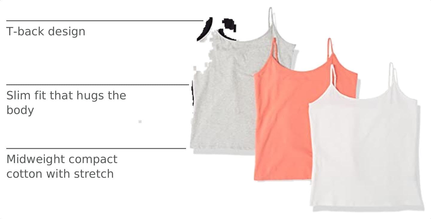 Amazon Essentials Women's Slim-Fit Camisole for Layering and Everyday Wear, Pack of 4 image 4