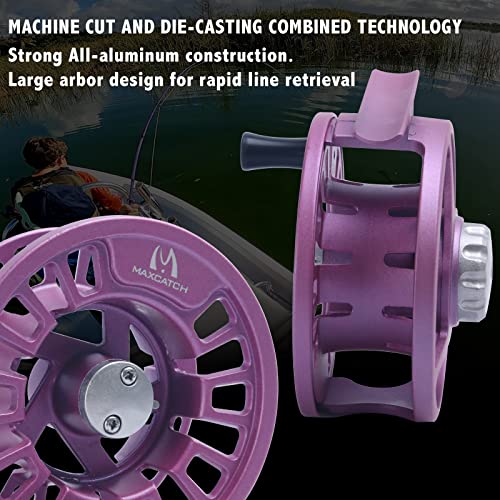 Maxcatch Tino Fly Fishing Reel (3/4Wt 5/6Wt 7/8Wt) And Pre-Loaded Fly Reel With Line Combo (Reel Only (Purple), 5/6 Wt) #TOP3
