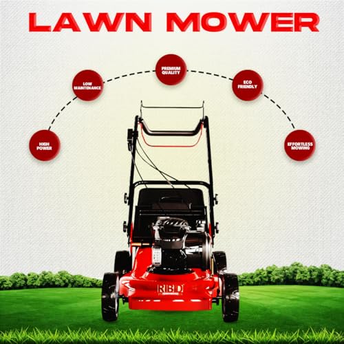 Image of RBD Petrol Power Lawn Mower with Rear Roller - 6HP 4-Stroke Heavy Duty Grass Cutting Machine with Rotary Grass Cutter Blade for Lawn, Garden & Farm Use, Smooth & Efficient Trimming, (20-Inches)