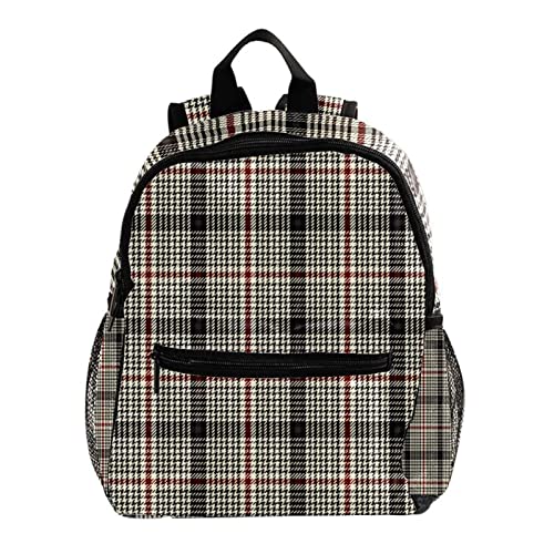 Sac à dos pour garçons et filles bleu marine à carreaux blancs compact